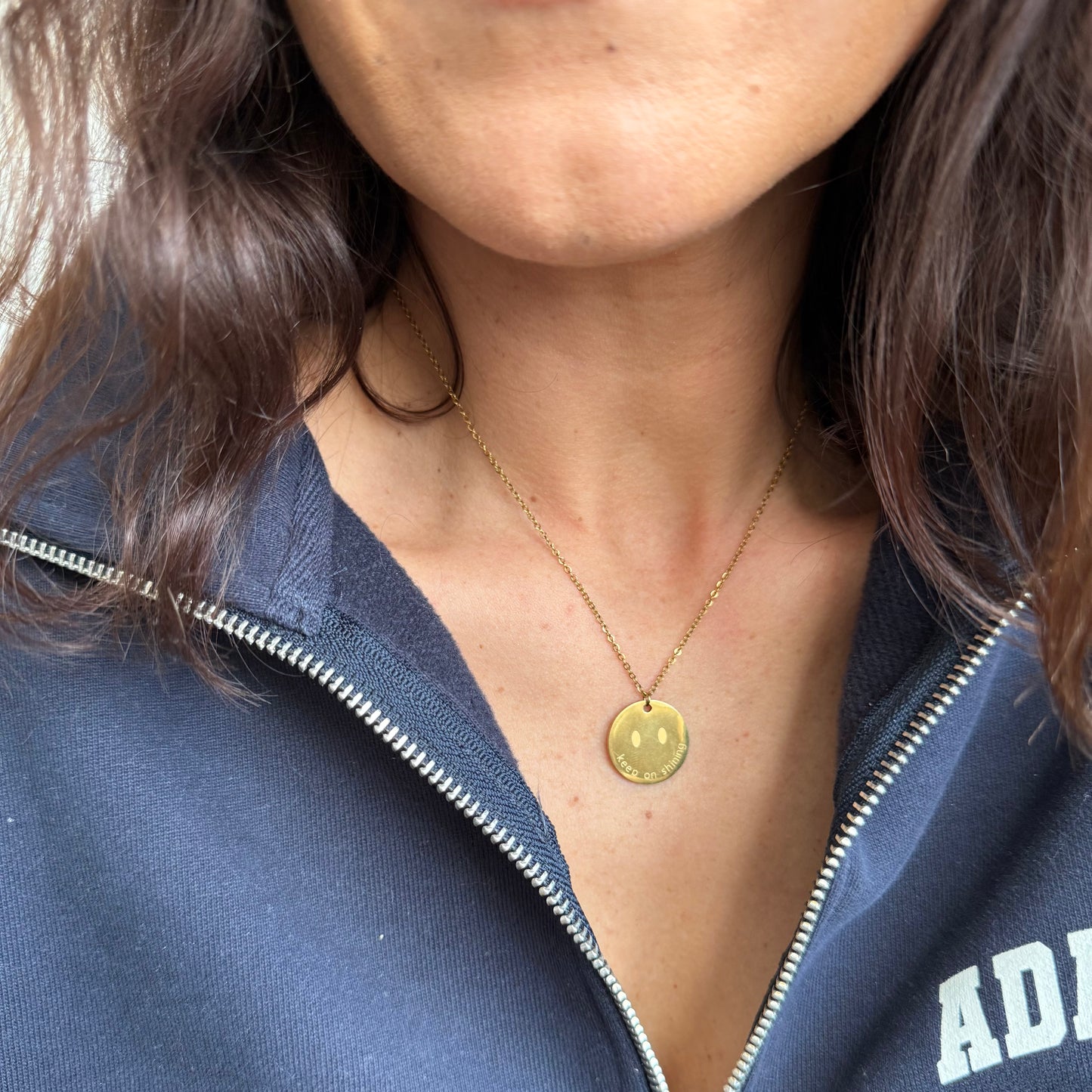 Smiley “Keep on Shining” necklace
