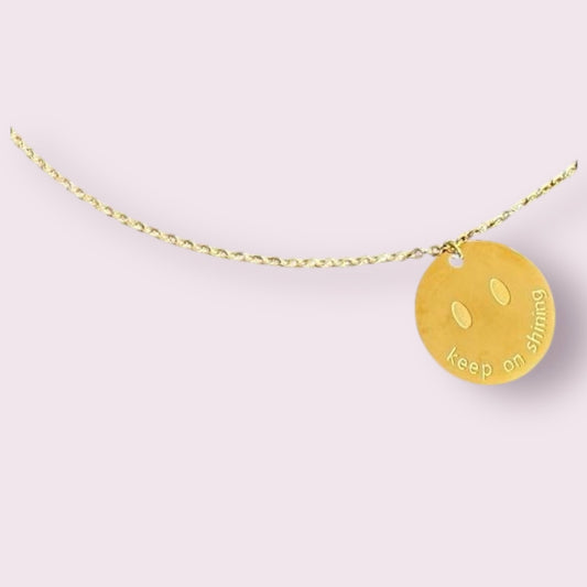 Smiley “Keep on Shining” necklace